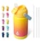 BJPKPK Insulated Water Bottle with Straw Lid 12oz Thermo Water Bottles with Soft Nozzle Flex Handle Nonslip Boot BPA Free Leak Proof Stainless Steel Metal Thermo Tumblers CupsRainbow