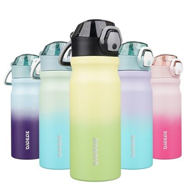 BJPKPK Insulated Water Bottle 18oz Stainless Steel Water Bottles with Straw and Carry Handle Double Wall Metal Thermal FlaskLime