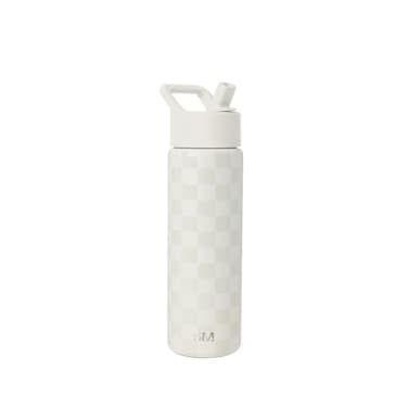 Simple Modern Water Bottle with Straw Lid Vacuum Insulated Stainless Steel Metal Reusable Leak Proof BPAFree Cup for School Summit Collection 22oz Cream Checkmate