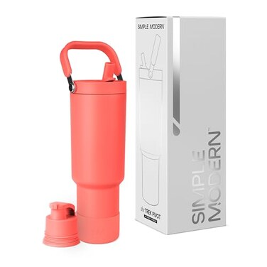 Simple Modern Trek Pivot 40oz Flip Straw Tumbler with Handle Water Bottle Boot Interchangeable Straw Chug Lids Insulated Stainless Steel Jug Gym Sports Outdoors Honolulu