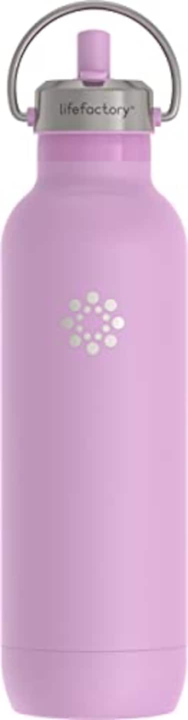 Lifefactory Stainless Steel Vacuum Insulated Sports Bottle with Straw Cap 24 Ounce Pink