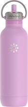 Lifefactory Stainless Steel Vacuum Insulated Sports Bottle with Straw Cap 24 Ounce Pink