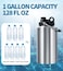 GAGANIU Insulated Water Bottle 1 Gallon Jug with Handle 128 oz Stainless Steel Large Water Bottle Wide Mouth Double Vacuum for Hot Cold Drinks Stainless Steel
