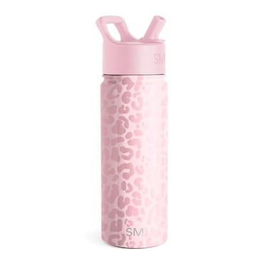 Simple Modern Kids Summit Water Bottle with Straw Lid Vacuum Insulated Stainless Steel Reusable Leak Proof BPAFree Cup for School 20oz Blush Leopard
