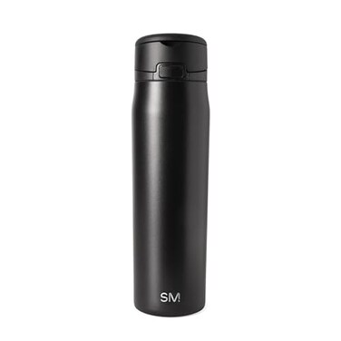 Simple Modern Mesa Loop Water Bottle with Covered Straw and Handle 24oz Cup Holder Friendly Insulated Stainless Steel Bottles for Travel Sports and School Midnight Black