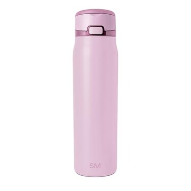 Simple Modern Mesa Loop Water Bottle with Covered Straw and Handle 30oz Cup Holder Friendly Insulated Stainless Steel Bottles for Travel Sports and School Pink Champagne