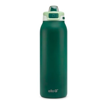 Ello Pop Fill 32oz Stainless Steel Water Bottle with Quick Fill Technology Double Walled and Vacuum Insulated Metal Leak Proof Locking Lid Sip and Chug Reusable BPA Free Forest Mist