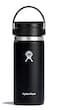 Hydro Flask Water Bottle Insulated Stainless Steel Wide Mouth Flex Lid Non Spill Leakproof and Refillable in 16 Oz Black