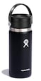 Hydro Flask Water Bottle Insulated Stainless Steel Wide Mouth Flex Lid Non Spill Leakproof and Refillable in 16 Oz Black