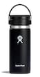 Hydro Flask Water Bottle Insulated Stainless Steel Wide Mouth Flex Lid Non Spill Leakproof and Refillable in 16 Oz Black