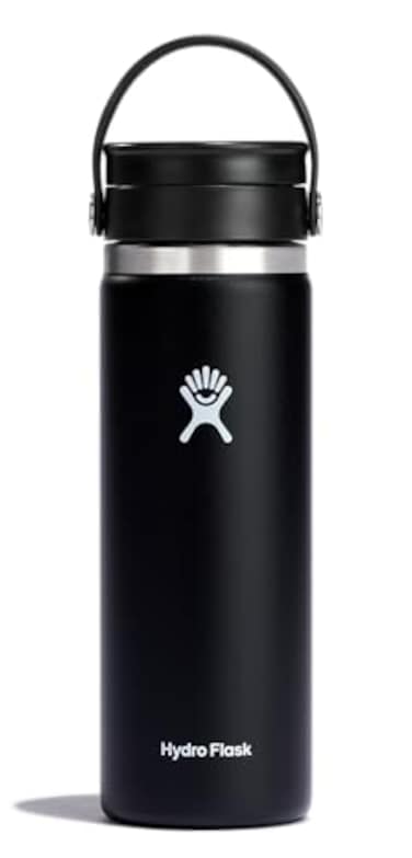 Hydro Flask Wide Mouth Bottle with Flex Sip Lid Insulated Water Bottle Travel Cup Coffee Mug Black 20 oz