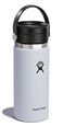 Hydro Flask Water Bottle Insulated Stainless Steel Wide Mouth Flex Sip Lid Non Spill Leakproof and Refillable in 16 Oz White
