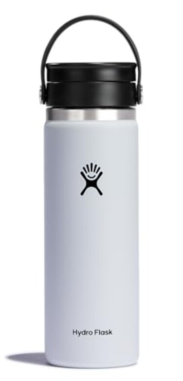 Hydro Flask Wide Mouth Bottle with Flex Sip Lid Insulated Water Bottle Travel Cup Coffee Mug White 20 oz