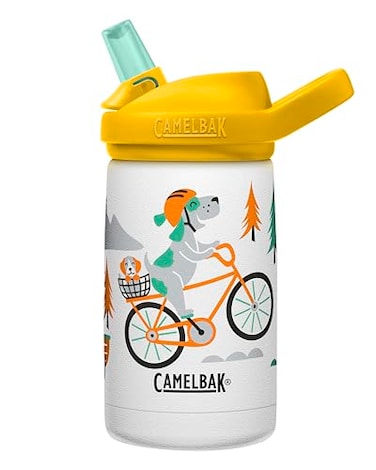 CamelBak Eddy Kids Insulated Stainless Steel Water Bottle with Bite Valve Straw LeakResistant Design for Everyday Hydration 12oz Biking Dogs