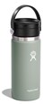 Hydro Flask Water Bottle Insulated Stainless Steel Wide Mouth Flex Sip Lid Non Spill Leakproof and Refillable in 16 Oz Agave