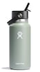 Hydro Flask Water Bottle Insulated Stainless Steel Wide Mouth Flex Straw Lid Non Spill Leakproof and Refillable in Agave 32 Oz