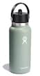 Hydro Flask Water Bottle Insulated Stainless Steel Wide Mouth Flex Straw Lid Non Spill Leakproof and Refillable in Agave 32 Oz