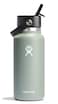 Hydro Flask Water Bottle Insulated Stainless Steel Wide Mouth Flex Straw Lid Non Spill Leakproof and Refillable in Agave 32 Oz