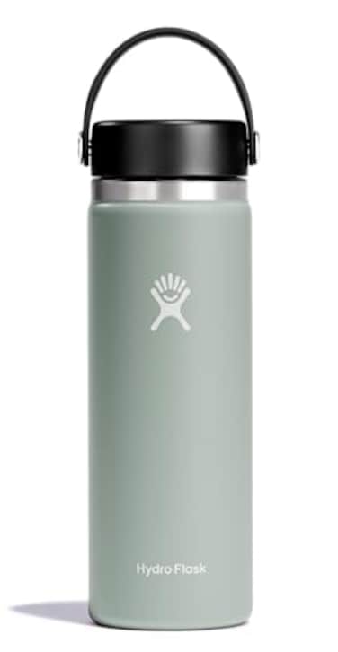 Hydro Flask Water Bottle Insulated Stainless Steel Wide Mouth Flex Lid Non Spill Leakproof and Refillable in 20 Oz Agave