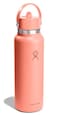 Hydro Flask Water Bottle Insulated Stainless Steel Wide Mouth Flex Straw Lid Non Spill Leakproof and Refillable in 40 Oz Sunglow