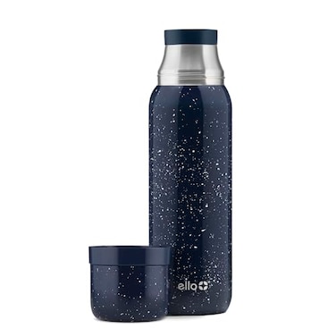 Ello Therma 32oz Insulated Stainless Steel Thermos for Hot Cold Beverages with Leak Proof Lid Builtin Cup Triple Wall Insulation Hot 24 Hrs Perfect for CoffeeTea Dishwasher Safe Blue