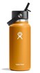 Hydro Flask Water Bottle Insulated Stainless Steel Wide Straw Lid Non Spill Leakproof in 32 Oz Fossil Brown