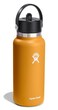 Hydro Flask Water Bottle Insulated Stainless Steel Wide Straw Lid Non Spill Leakproof in 32 Oz Fossil Brown