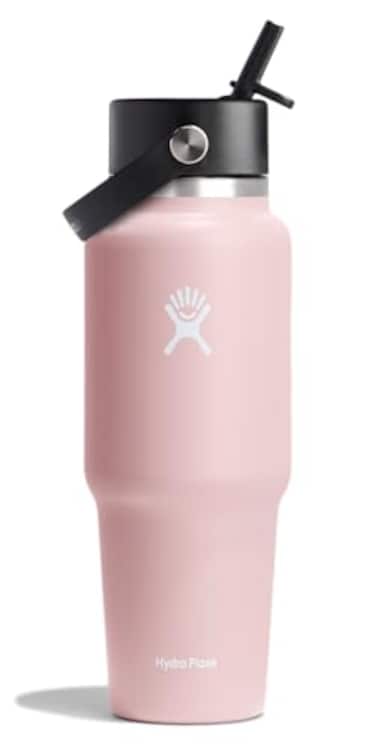 Hydro Flask Travel Water Bottle Insulated Stainless Steel Wide Straw Lid Non Spill Leakproof in 32 Oz Trillium