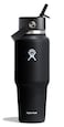 Hydro Flask Travel Water Bottle Insulated Stainless Steel Wide Straw Lid Non Spill Leakproof in 32 Oz Black