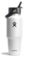 Hydro Flask Travel Water Bottle Insulated Stainless Steel Wide Straw Lid Non Spill Leakproof in 32 Oz White
