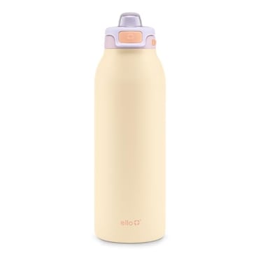 Ello Pop Fill 40oz Stainless Steel Water Bottle with Quick Fill Technology Double Walled and Vacuum Insulated Metal Leak Proof Locking Lid Sip and Chug Reusable BPA Free Pastel Paradise