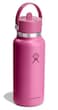 Hydro Flask Water Bottle Insulated Stainless Steel Wide Mouth Flex Straw Lid Non Spill Leakproof and Refillable in 32 Oz Reef Pink