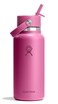 Hydro Flask Water Bottle Insulated Stainless Steel Wide Mouth Flex Straw Lid Non Spill Leakproof and Refillable in 32 Oz Reef Pink