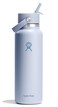 Hydro Flask Water Bottle Insulated Stainless Steel Wide Mouth Flex Straw Lid Non Spill Leakproof and Refillable in 40 Oz Surf Blue
