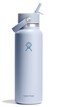 Hydro Flask Water Bottle Insulated Stainless Steel Wide Mouth Flex Straw Lid Non Spill Leakproof and Refillable in 40 Oz Surf Blue