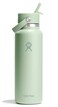 Hydro Flask Water Bottle Insulated Stainless Steel Wide Mouth Flex Straw Lid Non Spill Leakproof and Refillable in 40 Oz Aloe Green