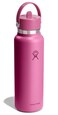 Hydro Flask Water Bottle Insulated Stainless Steel Wide Mouth Flex Straw Lid Non Spill Leakproof and Refillable in 40 Oz Reef Pink