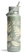 Hydro Flask Water Bottle Insulated Stainless Steel Wide Mouth Flex Straw Lid Non Spill Leakproof and Refillable in 40 Oz Botanical Bliss Agave