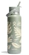 Hydro Flask Water Bottle Insulated Stainless Steel Wide Mouth Flex Straw Lid Non Spill Leakproof and Refillable in 40 Oz Botanical Bliss Agave