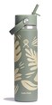 Hydro Flask Water Bottle Insulated Stainless Steel Wide Mouth Flex Straw Lid Non Spill Leakproof and Refillable in 24 Oz Botanical Bliss Agave