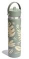 Hydro Flask Water Bottle Insulated Stainless Steel Wide Mouth Flex Straw Lid Non Spill Leakproof and Refillable in 24 Oz Botanical Bliss Agave