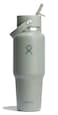 Hydro Flask Travel Water Bottle Insulated Stainless Steel Wide Straw Lid Non Spill Leakproof in 32 Oz Agave Green
