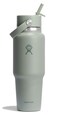Hydro Flask Travel Water Bottle Insulated Stainless Steel Wide Straw Lid Non Spill Leakproof in 32 Oz Agave Green