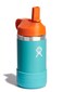 Hydro Flask Kids Water Bottle for School Stainless Steel and Insulated with Straw Cap 12 Oz in Seaspray Blue
