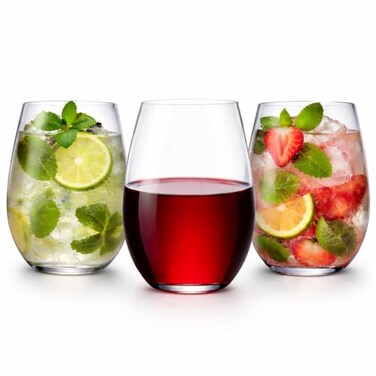 Oojami 48 piece 10 Ounce Stemless Unbreakable Crystal Clear Plastic Wine Glasses Small Size Cups 10 Ounces