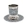 Emanuel Kiddush Cup Set Stainless Steel and Colorful Enamel for Shabbat and Yom Tov Oriental Blue CT3