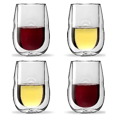 Ozeri Moderna Artisan Series Double Wall Insulated 10 oz Wine Glasses Set of 4