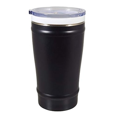 Thermosteel CeramiSteel Ceramic Insulated Beer Mug 16 ounce Ceramic Rim Inner Coating on Insulated Stainless Steel Tumbler Durable Matte Black Finish