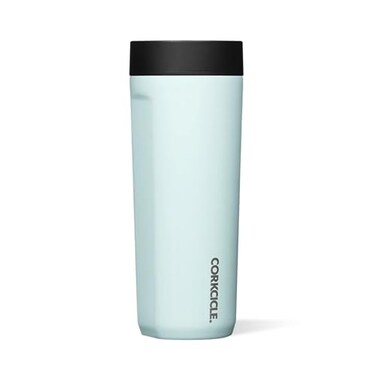 Corkcicle Commuter Cup Travel Mug Insulated Coffee Mug with Lid Keeps Drinks Cold 18 Hours 360 SpillProof Sip Lid Holiday Gift Great for Gifting Warmth 17 oz Powder Blue