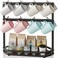 Ronjnndc Coffee Mug Holder with Movable Hooks16 Capacity Coffee Cup Holder for Countertop Metal Mug Tree Holder Rack with Storage BaseHome Storage Mug Organizer adjustable Heights Black